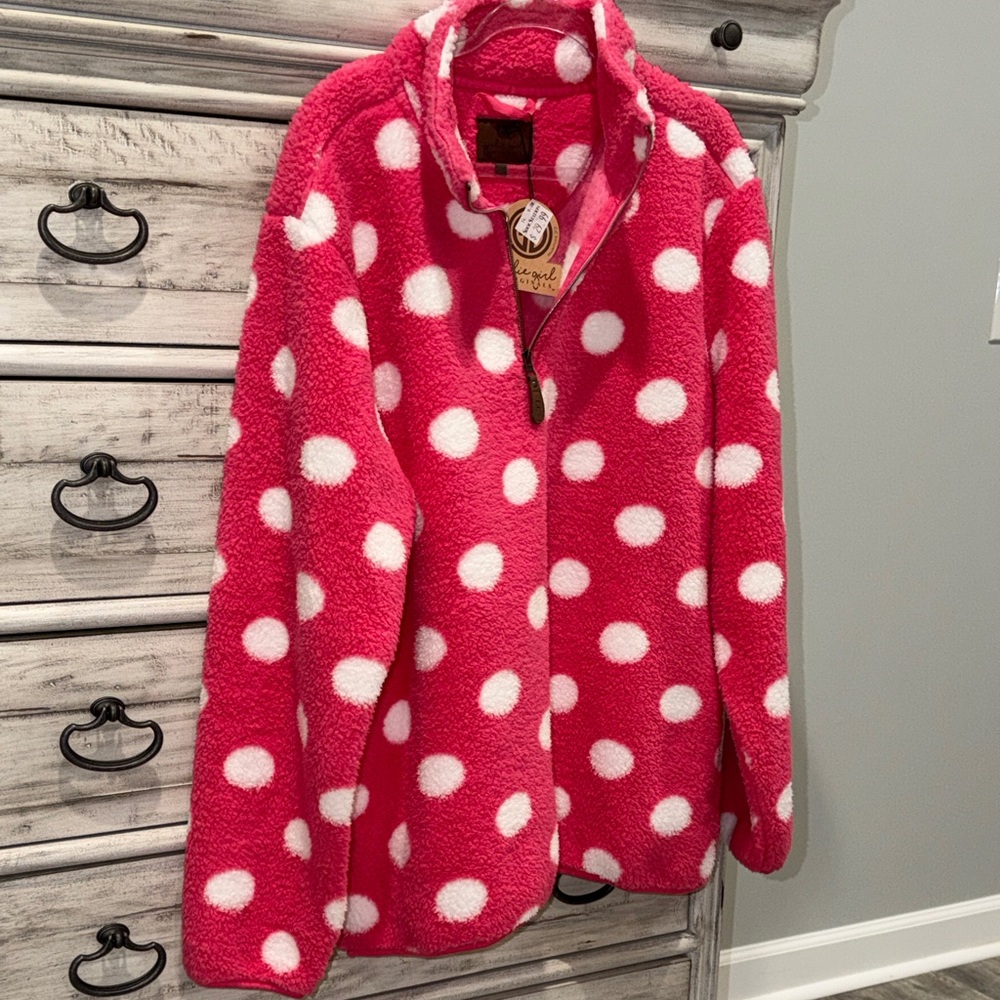 Cozy Pink Polka Dot Fleece Hoodie